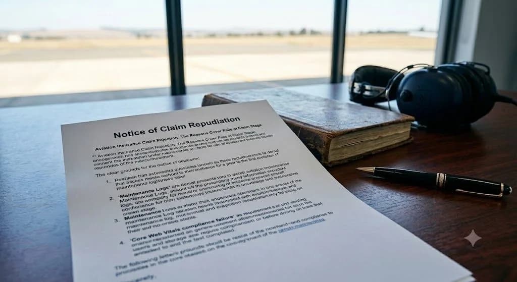 An insurance broker and operator auditing certificates to avoid an aviation insurance claim rejection, keeping core web vitals in mind.